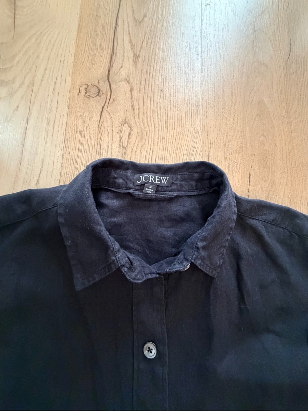 J. Crew Black Short-Sleeve Button Front Linen Shirt Dress - Picture 2 of 7